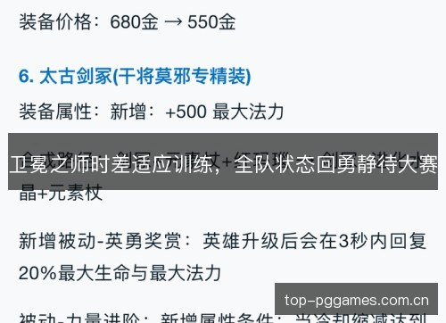 卫冕之师时差适应训练,全队状态回勇静待大赛 卫冕之师时差适应训练,全队状态回勇静待大赛